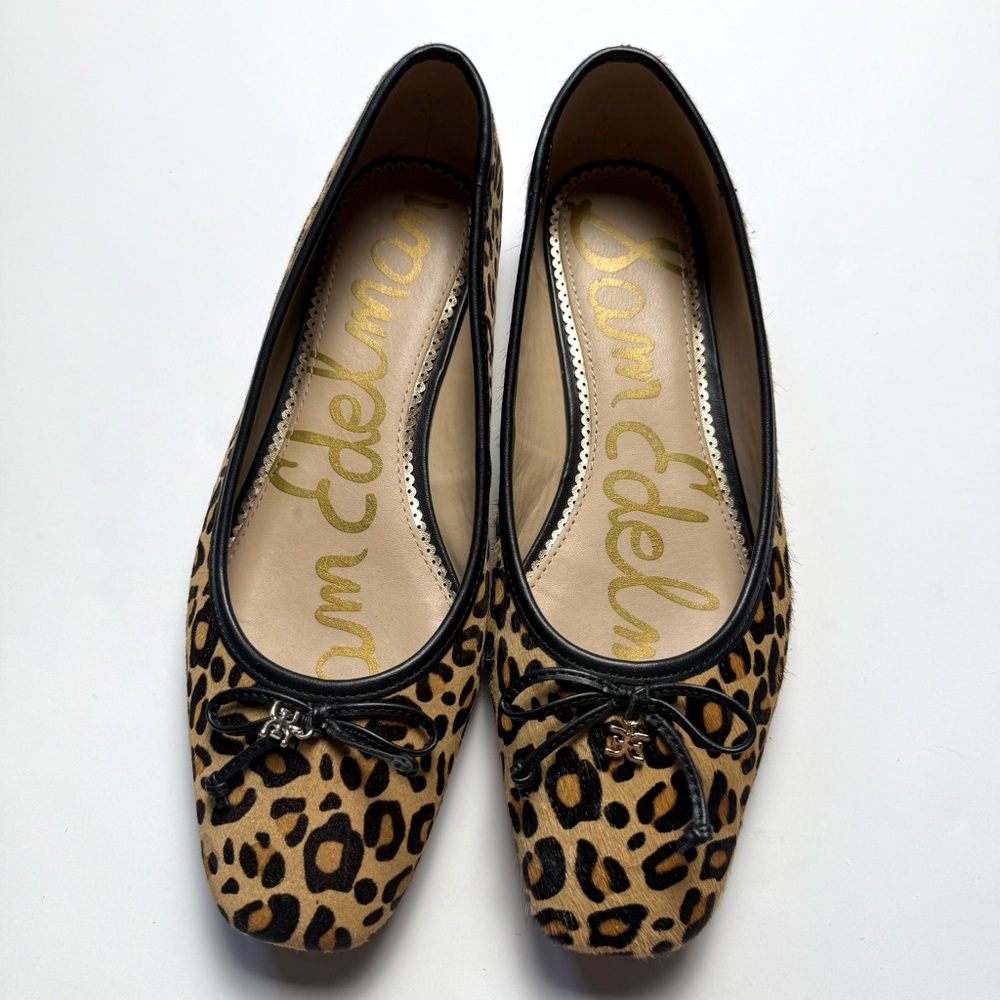 Sam Edelman Leopard Print Flats with Bow Ponyhair Animal Size 7